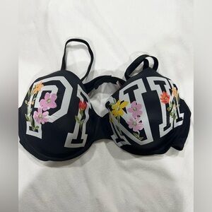 PINK VS Victoria Secret bra black t-shirt wear everywhere lightly lined 42C